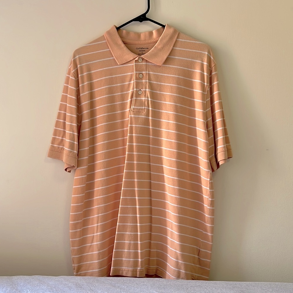 Peach-colored Men’s short sleeve polo